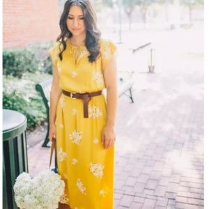 LOFT hydrangea flutter yellow dress